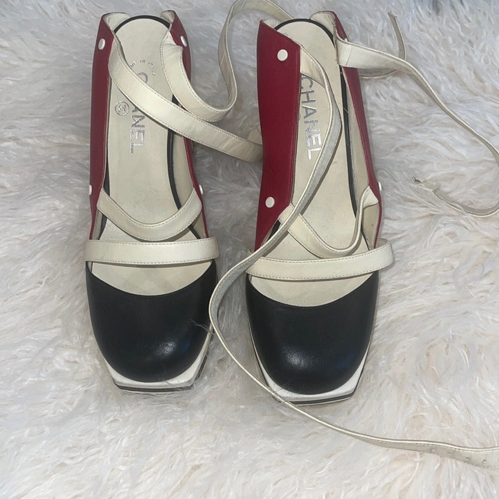 Chanel wrap around heels